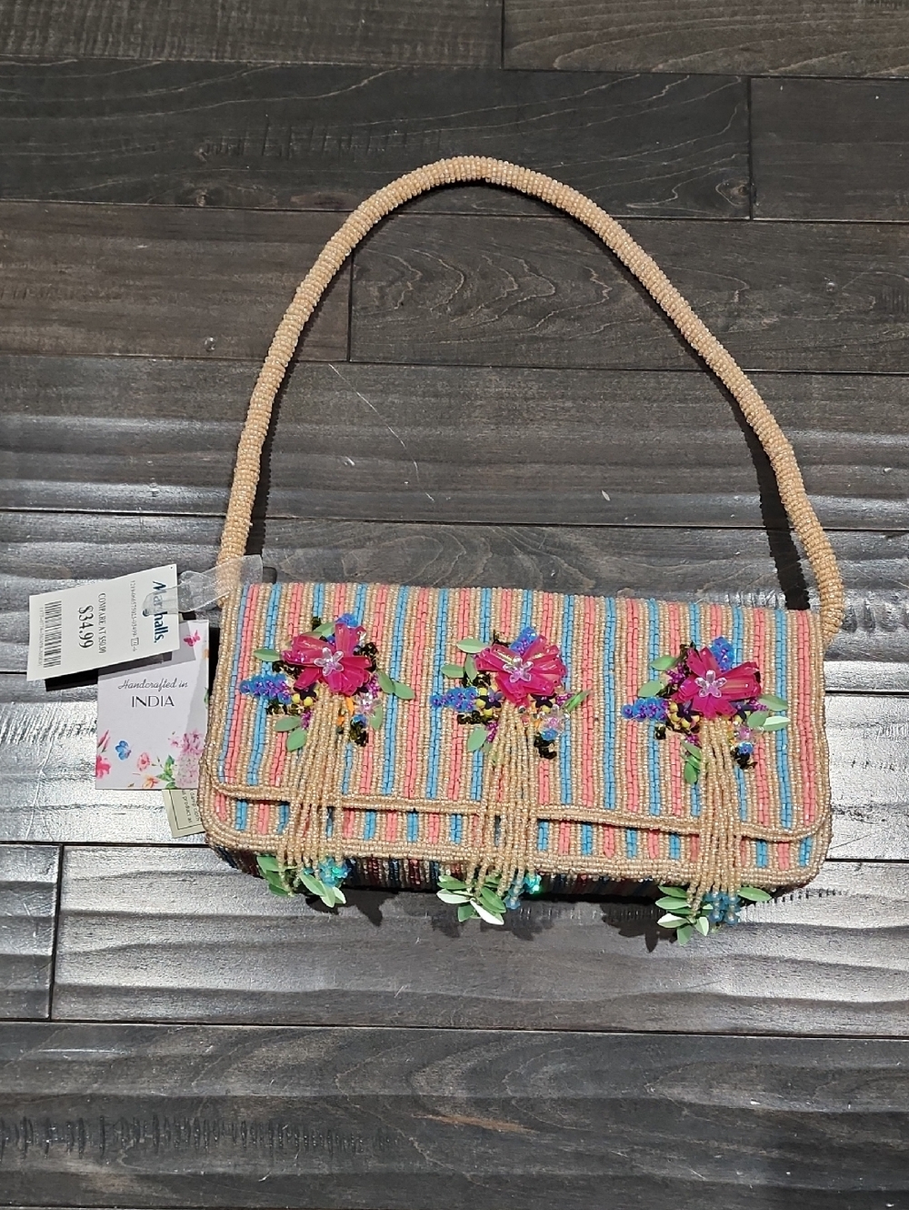 Handcrafted Multicolor Beaded Shoulder Bag